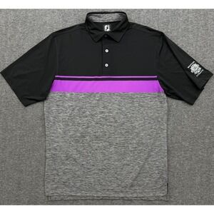 FootJoy Polo Shirt Mens Medium Black Purple Whistling Straights Golf Performance